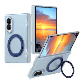 Dteck - Magnetic Case for Samsung Galaxy Z Fold8, Slim Matte PC Back Cover with Kickstand, Hinge Protection,No Front Frame - Matteblue