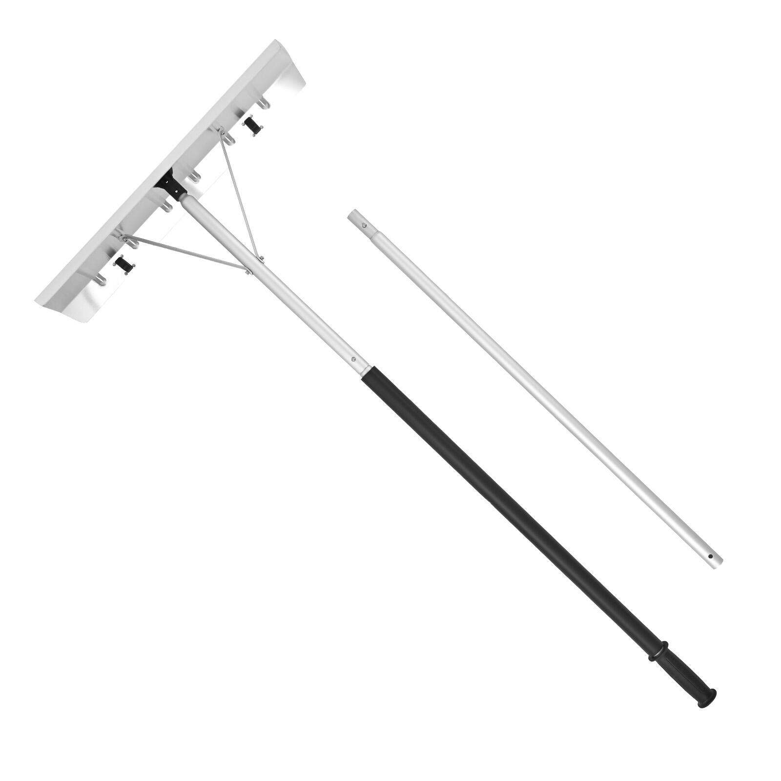 Alt View 5. VEVOR - Snow Roof Rake, 26 in Aluminum Blade, 7.5-20 ft Adjustable Roof Snow Scraper with Wheels, Anti-Slip Handle for Snow - Silver + Black.