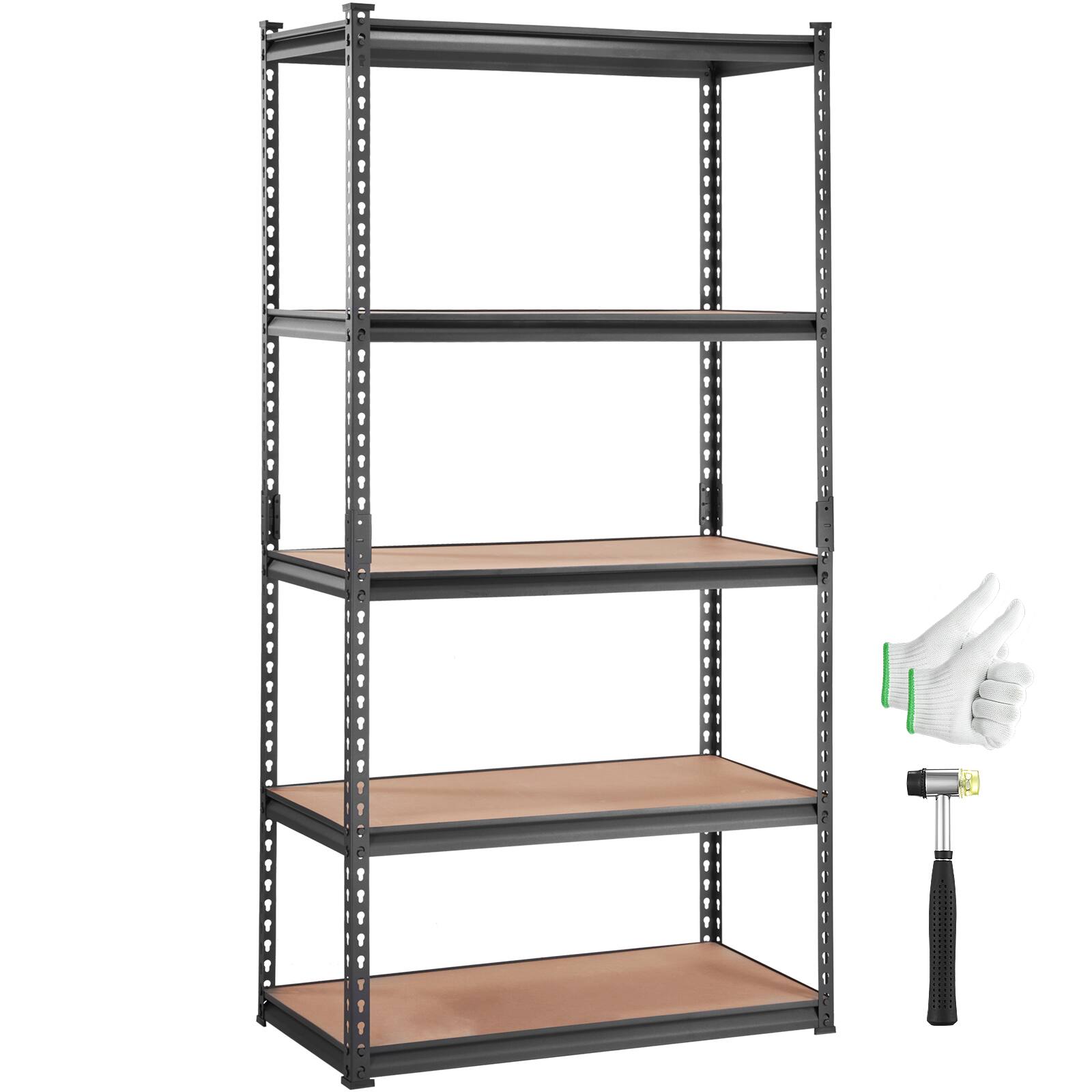 VEVOR - Storage Shelving Unit, 5-Tier Adjustable, 2000 lbs Capacity, Heavy Duty Garage Shelves Metal Organizer Utility Rack - Black