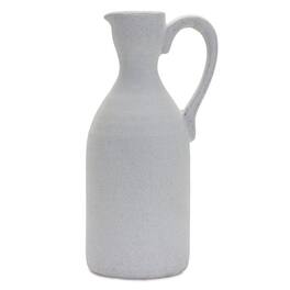 BreeBe - Modern Clay Pitcher Vase 13.5"H - White