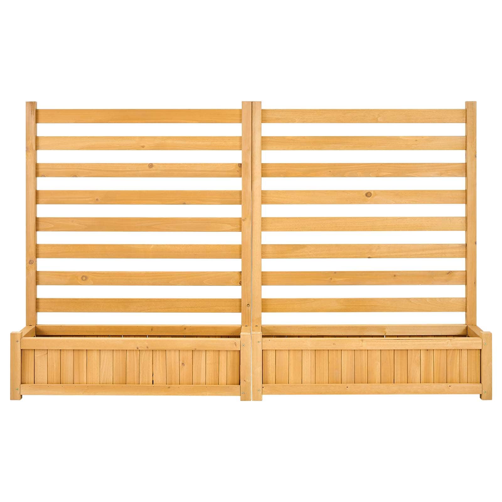 VEVOR - Wooden Privacy Fence, 36 x 45 inch Air Conditioner Fence, 2 Slatted Panel Solid Outdoor Wood Privacy Screen - Wood brown