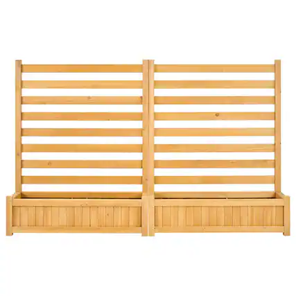 Front. VEVOR - Wooden Privacy Fence, 36 x 45 inch Air Conditioner Fence, 2 Slatted Panel Solid Outdoor Wood Privacy Screen - Wood brown.