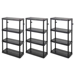 Gracious Living - 4 Shelf Fixed Height Medium Duty Storage Unit, Black (3 Pack) - Black