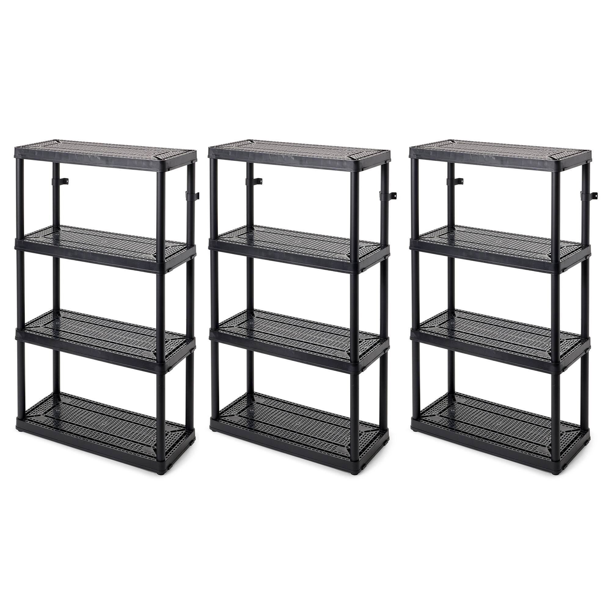 Front. Gracious Living - Gracious Living 4 Shelf Fixed Height Medium Duty Storage Unit, Black (3 Pack) - Black.