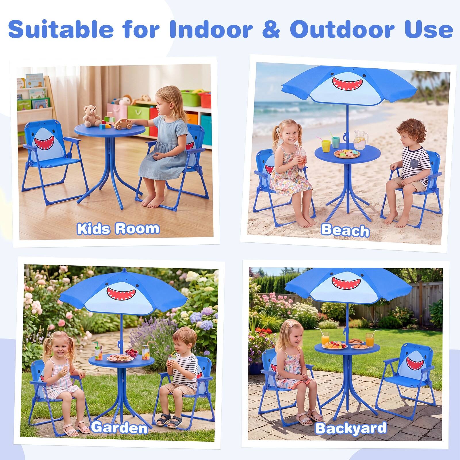 Suitable for Indoor & Outdoor Use

Kids Room  
Beach  
Garden  
Backyard