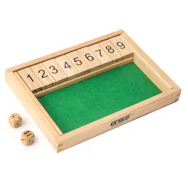 GSE Games & Sports Expert - Wooden Shut The Box 9 Numbers Dice Game Board with 2 Wooden Dices, Classic Popular English Pub Game