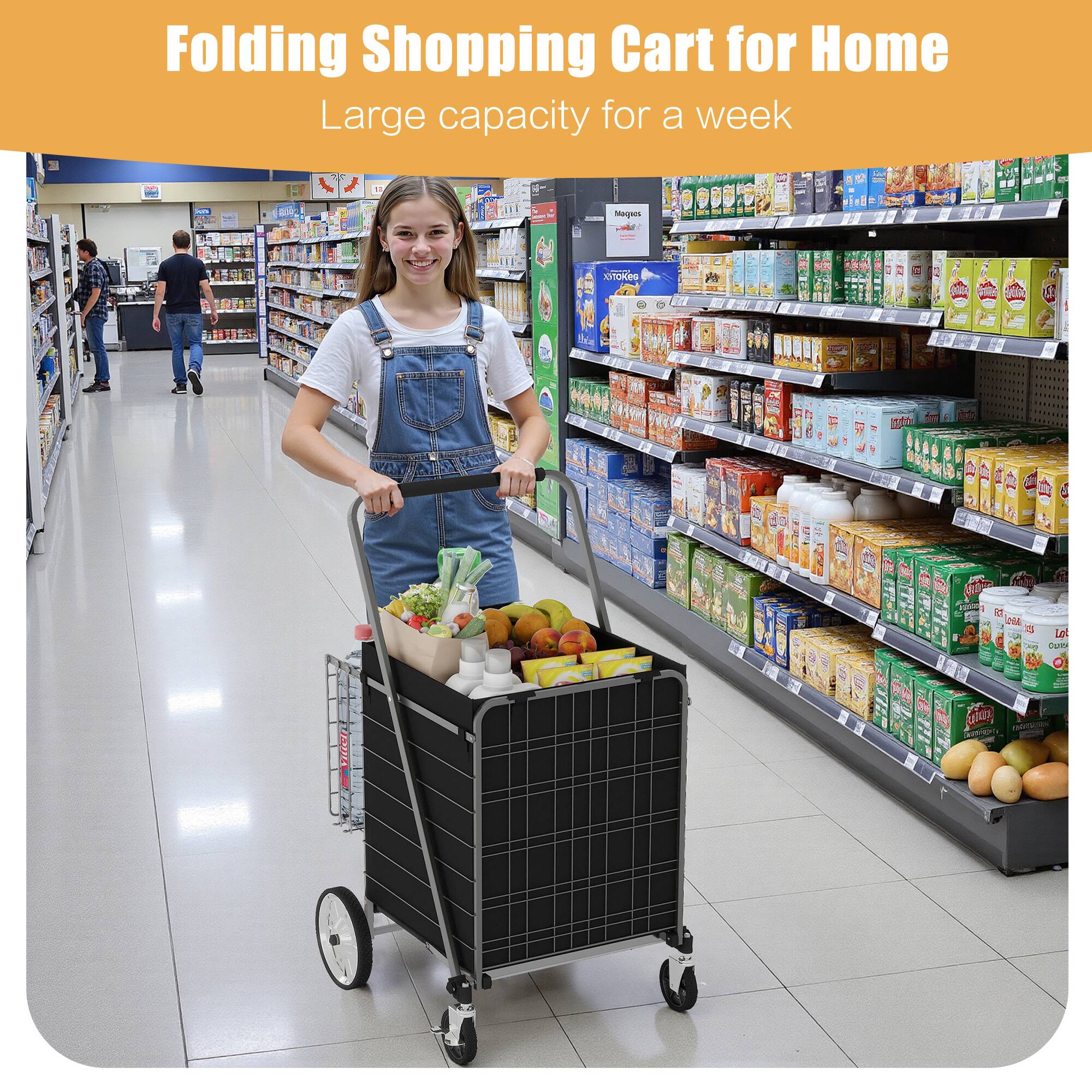 Folding Shopping Cart for Home  
Large capacity for a week