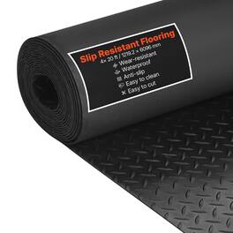 VEVOR - Garage Floor Roll, 4 x 20 ft Garage Flooring Mat, 3 mm Thickened Rubber Diamond Plate Floor Protector Mat, Non-Slip - Black
