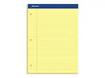 Front. Ampad - Notepad, 8.5" x 11.75", Narrow, 100 Sheets/Pad - Canary.