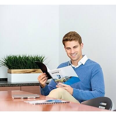 Left. Fellowes - 3/4" Plastic Binding Spine Comb, 150 Sheet Capacity, Navy, 100/Pack (52392) - Blue.