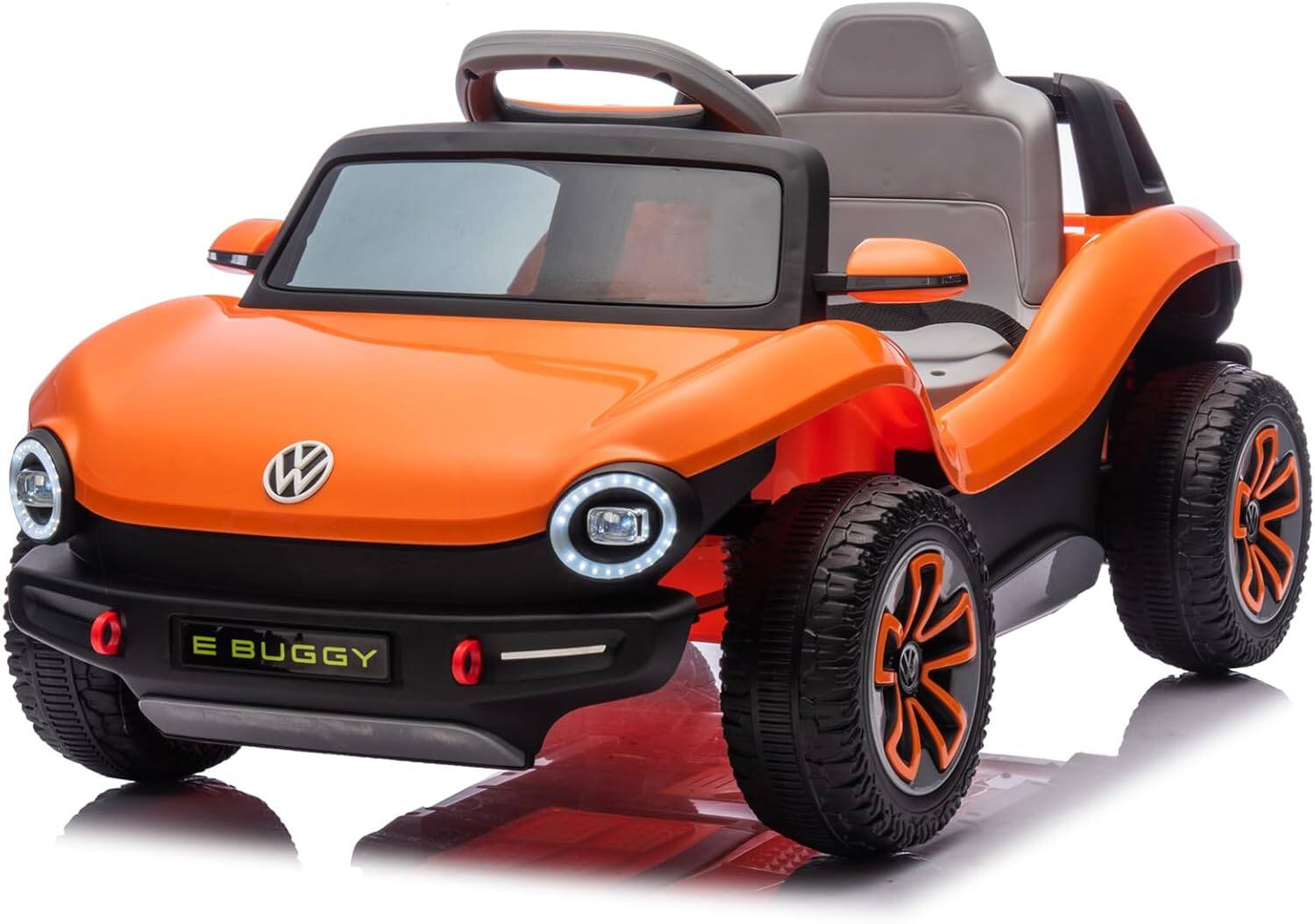 Back. Homhougo - Kids Electric Vehicle Licensed Volkswagen | 12V Ride-On Toy with Remote Control | LED Lights, MP3, and Bluetooth | for - Orange.