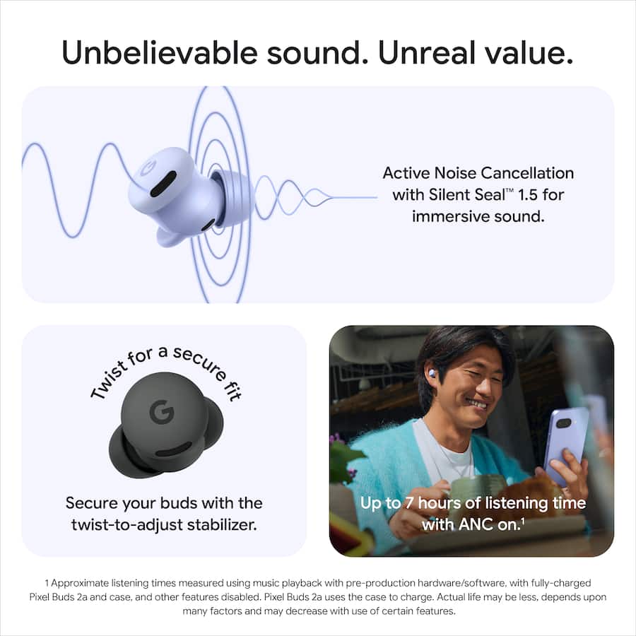 Google Pixel Buds 2a Wireless Earbuds with Active Noise Google Pixel Buds 2a Wireless Earbuds with Active Noise