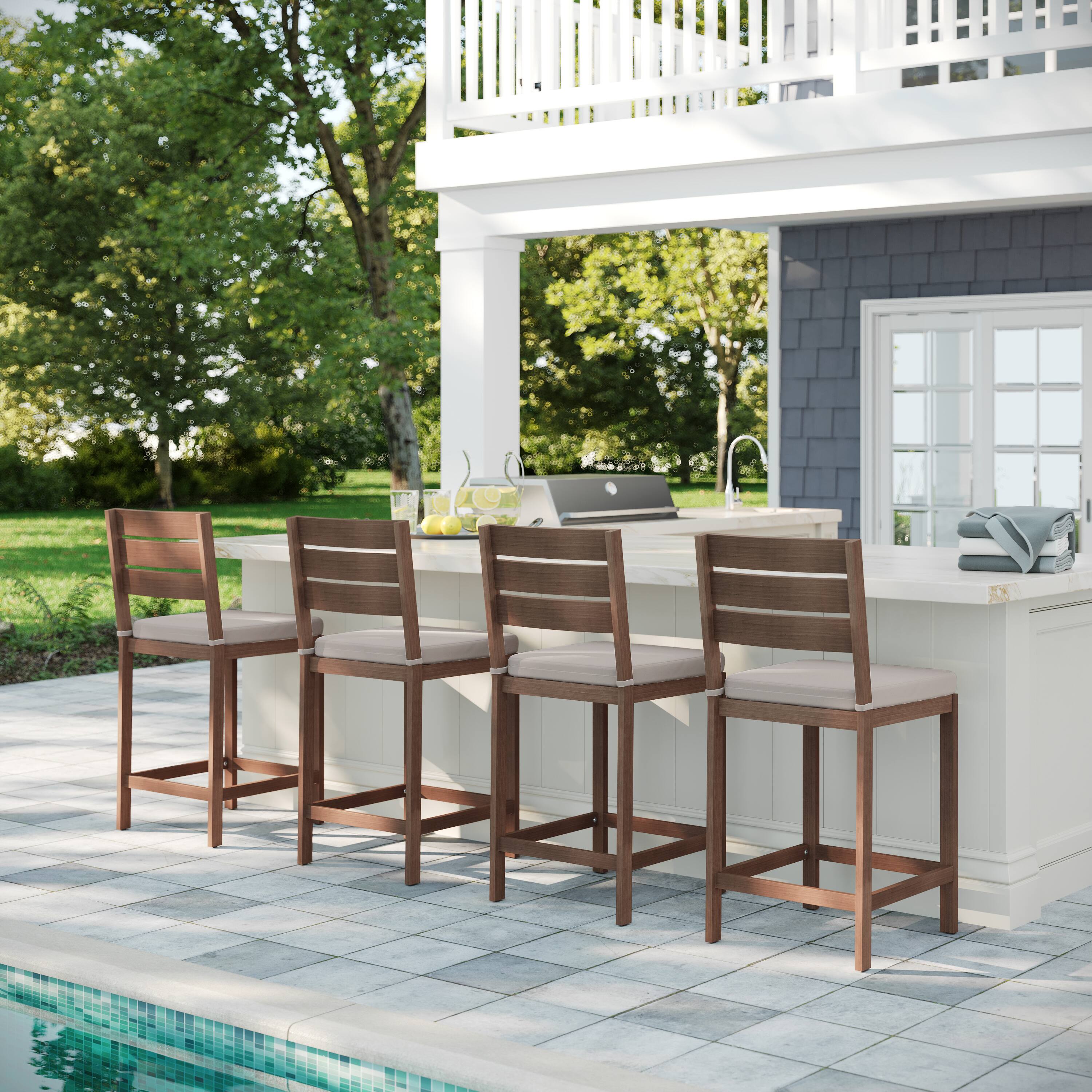 Alt View 4. Martha Stewart - Bedford 2PK All-Weather Patio Bar Stools with Seat Cushions - Brown.