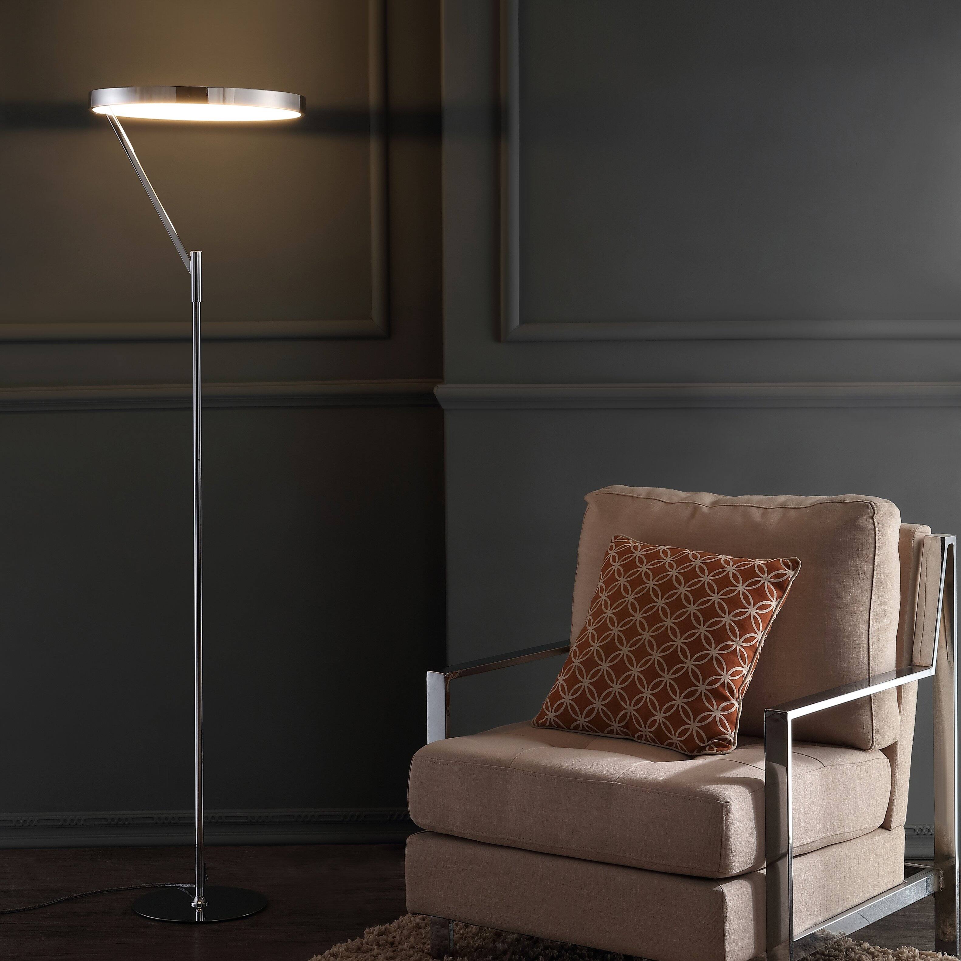 Alt View 1. Jonathan Y - Owen 66.7" Integrated LED Metal Floor Lamp, Chrome - Chrome.