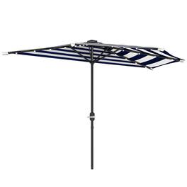 Outsunny - Half Outdoor Patio Umbrella, UPF 30+ Small Vented Half Patio Umbrella with Crank 8 Ribs - Navy Blue