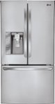 Front. LG - 24.5 Cu. Ft. Counter-Depth French Door Refrigerator with Thru-the-Door Ice and Water - Stainless steel.