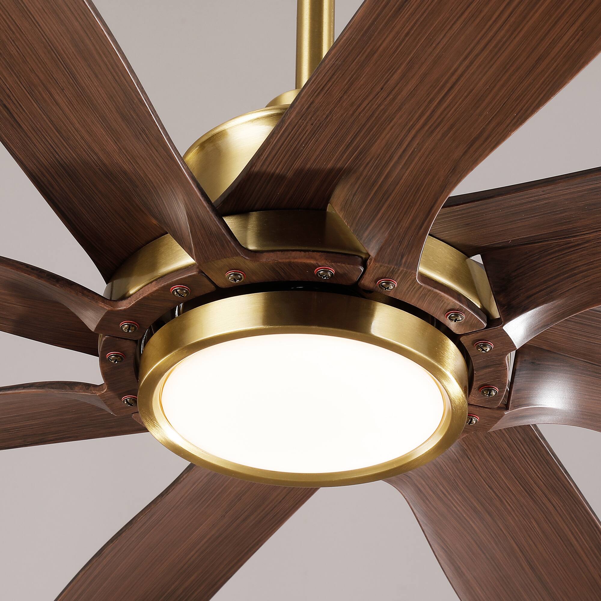 Alt View 8. Parrot Uncle - 72" Brass Farmhouse Windmill Ceiling Fan with Light and Remote - Brass.