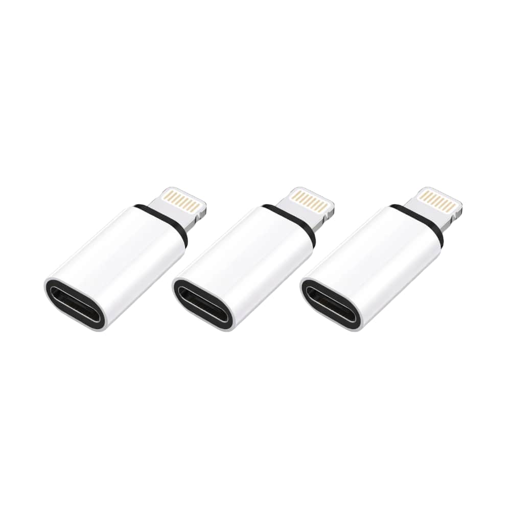 Qixxronics - USB C to Lightning Adapter for iPhone/iPad Devices 3-PACK - White