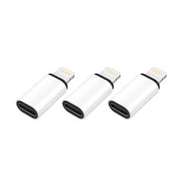 Qixxronics - USB C to Lightning Adapter for iPhone/iPad Devices 3-PACK - White