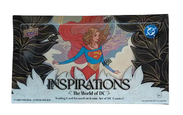 UPPER D-E-C-K DC S INSPIRATIONS & The World of DC 14+ Trading Card focused on Iconic Art of DC Comics! 4 CARDS PER PACK 12 PACKS PER BOX MAY CONTAIN TIME SENSITIVE REDEMPTIONS