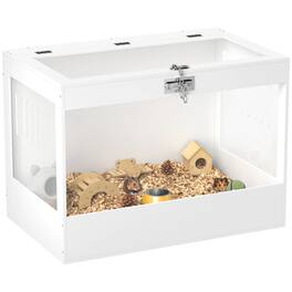 Pawhut - Hamster Cage with Openable Top & Lock, Transparent Acrylic Panels, Small Animal Habitat, Seesaw, Ladder, Dwarf