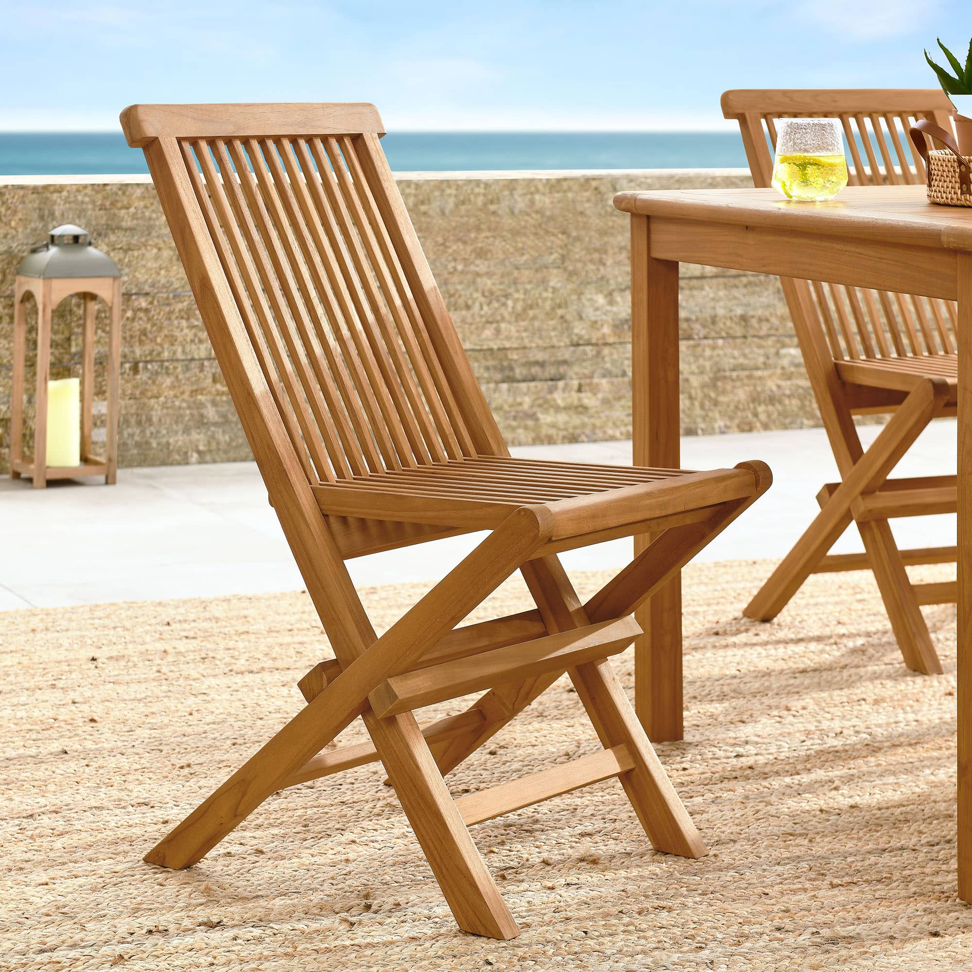 Vienna Outdoor Patio Teak Wood Folding Dining Chairs Set of 4 by Modway - Natural