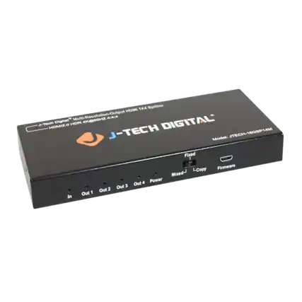 J-Tech Digital, Multi-Resolution-Output HDMI 1X4 Splitter, 4K@60Hz, 4:4:4, J-Tech Digital, HDM2.0, J-TECH, Model: ITECH-18GSP14M, In, Out 1, Out 2, Out 3, Out 4, Fixed, LCopy, Firmware, Mixed, Power