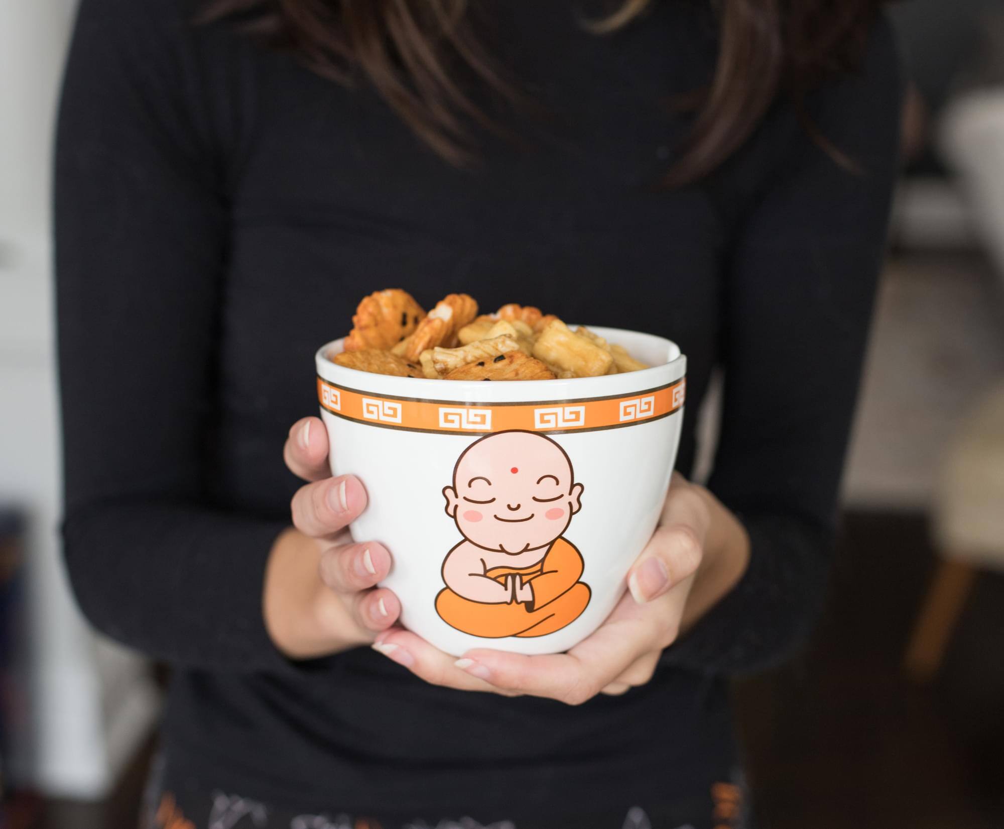 Alt View 10. Toynk - Hungry Buddha Japanese Dinnerware Set | 16-Ounce Ramen Bowl and Chopsticks - Orange.