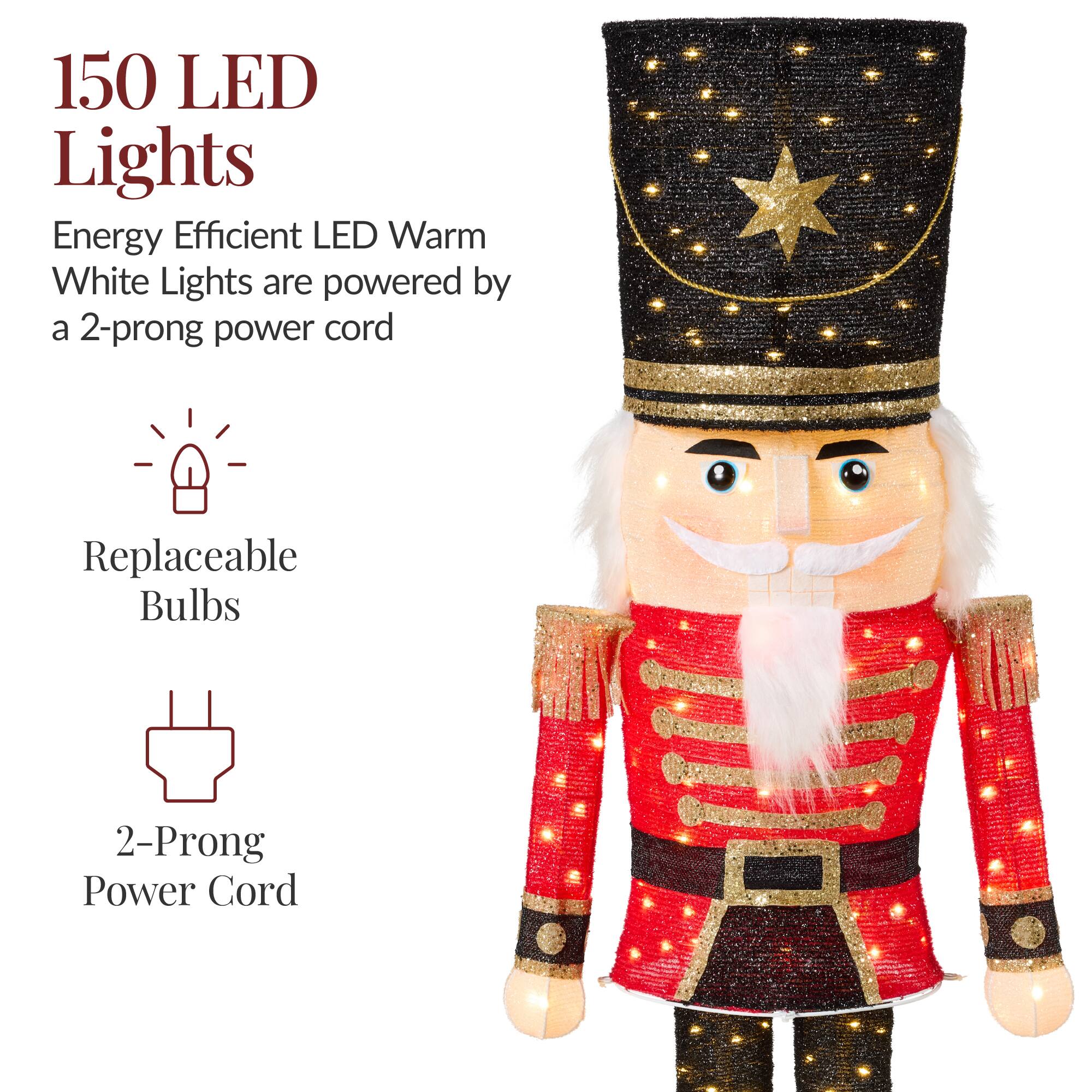 150 LED Lights

Energy Efficient LED Warm White Lights are powered by a 2-prong power cord

Replaceable Bulbs

2-Prong Power Cord