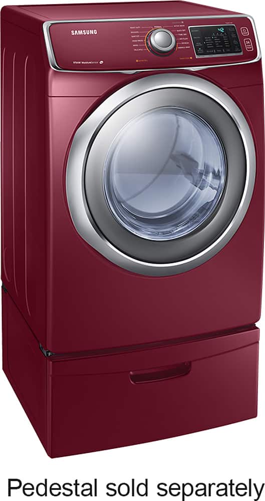 Angle. Samsung - 7.5 Cu. Ft. 13-Cycle Electric Dryer with Steam - Merlot.