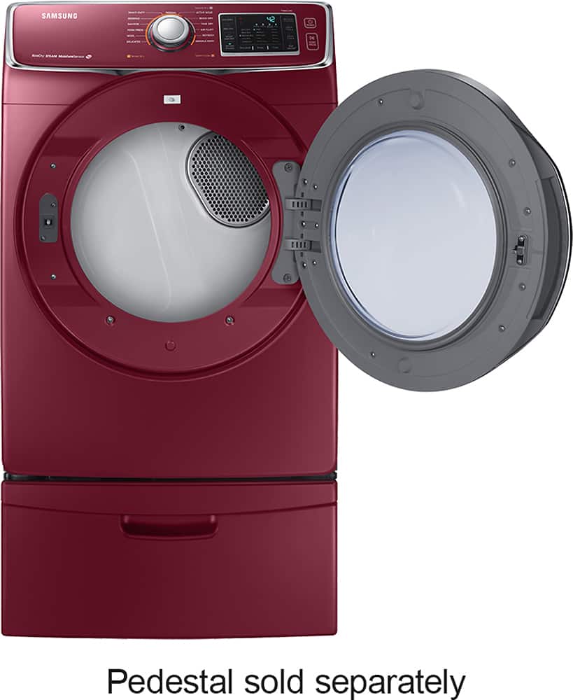 Alt View 2. Samsung - 7.5 Cu. Ft. 13-Cycle Electric Dryer with Steam - Merlot.