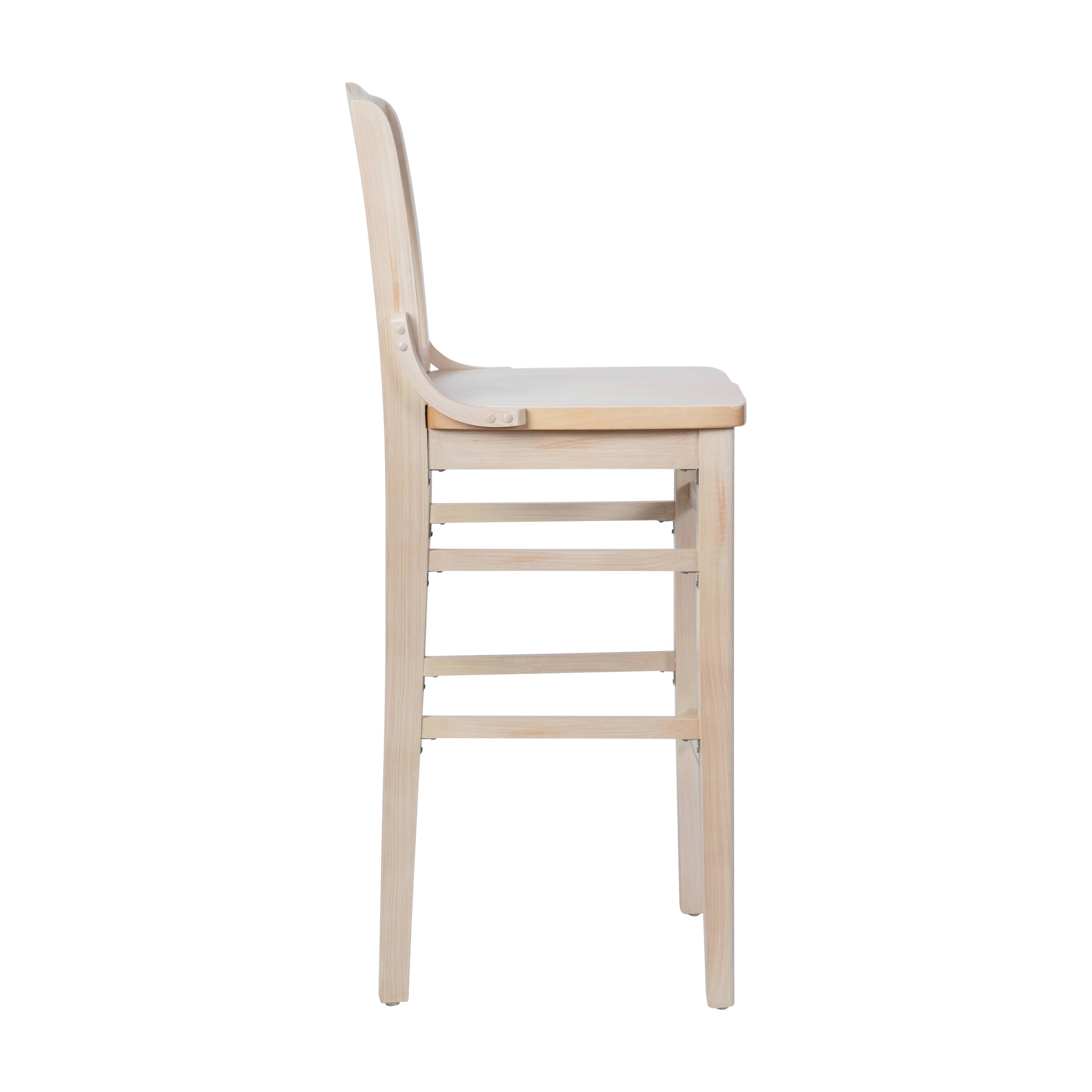 Left. Flash Furniture - HERCULES School House Back Antique White Wood Restaurant Barstool - White.