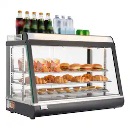 VEVOR - 3-Tier Commercial Food Warmer Display, 1400W Food Display Warmer with LED Light, Top Storage and Adjustable Shelves - Black