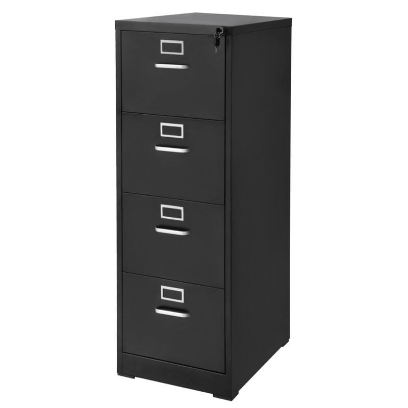 Alt View 5. HTUTWOO - 4 Drawer Metal File Cabinet - Lockable Vertical Filing Storage with Detachable Hanging Rod, Office Organizer for A4 - Black.