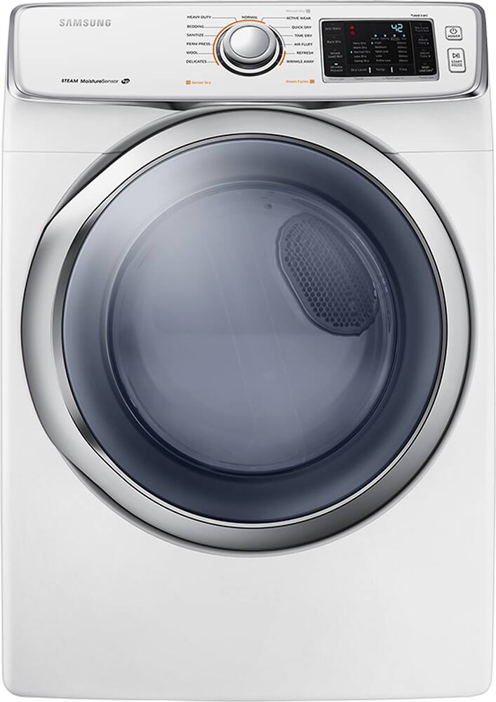 Front. Samsung - 7.5 Cu. Ft. 13-Cycle Steam Gas Dryer - White.