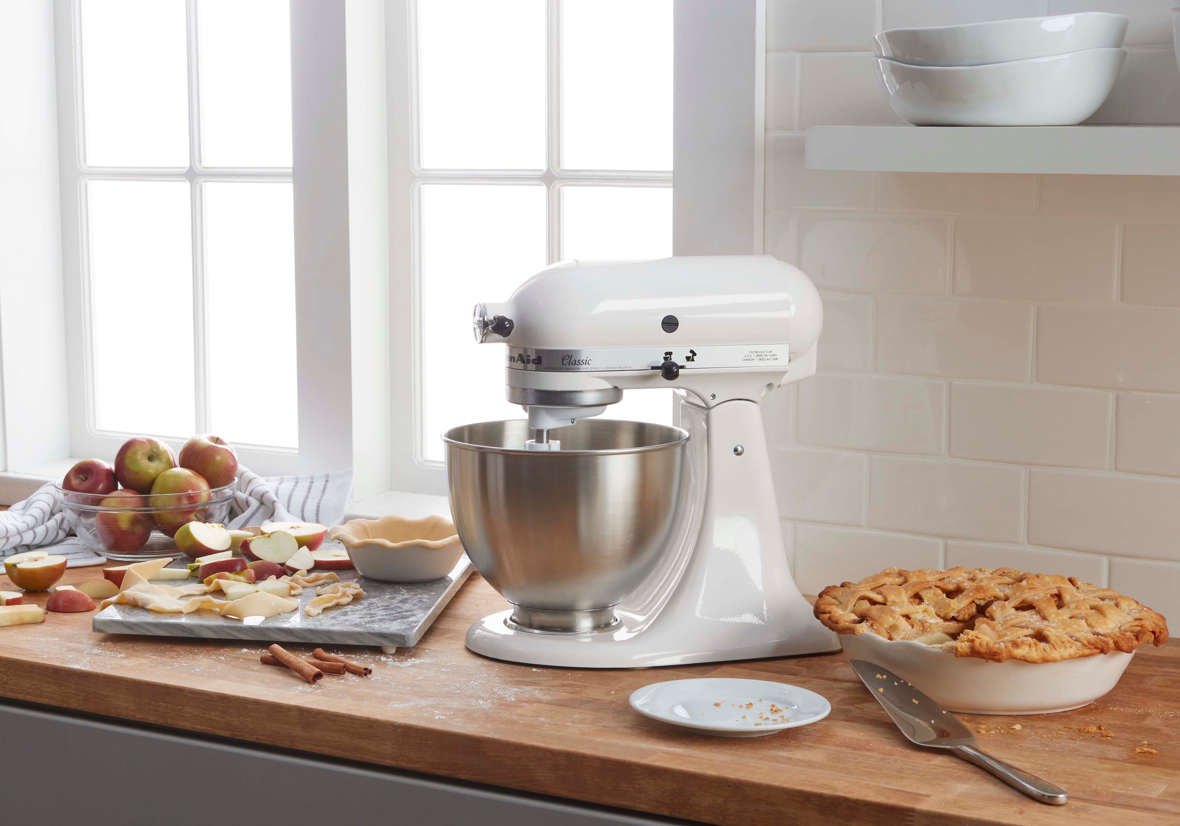 Alt View 11. KitchenAid - Classic Series 4.5 Quart Tilt-Head Stand Mixer - K45SSWH - White.