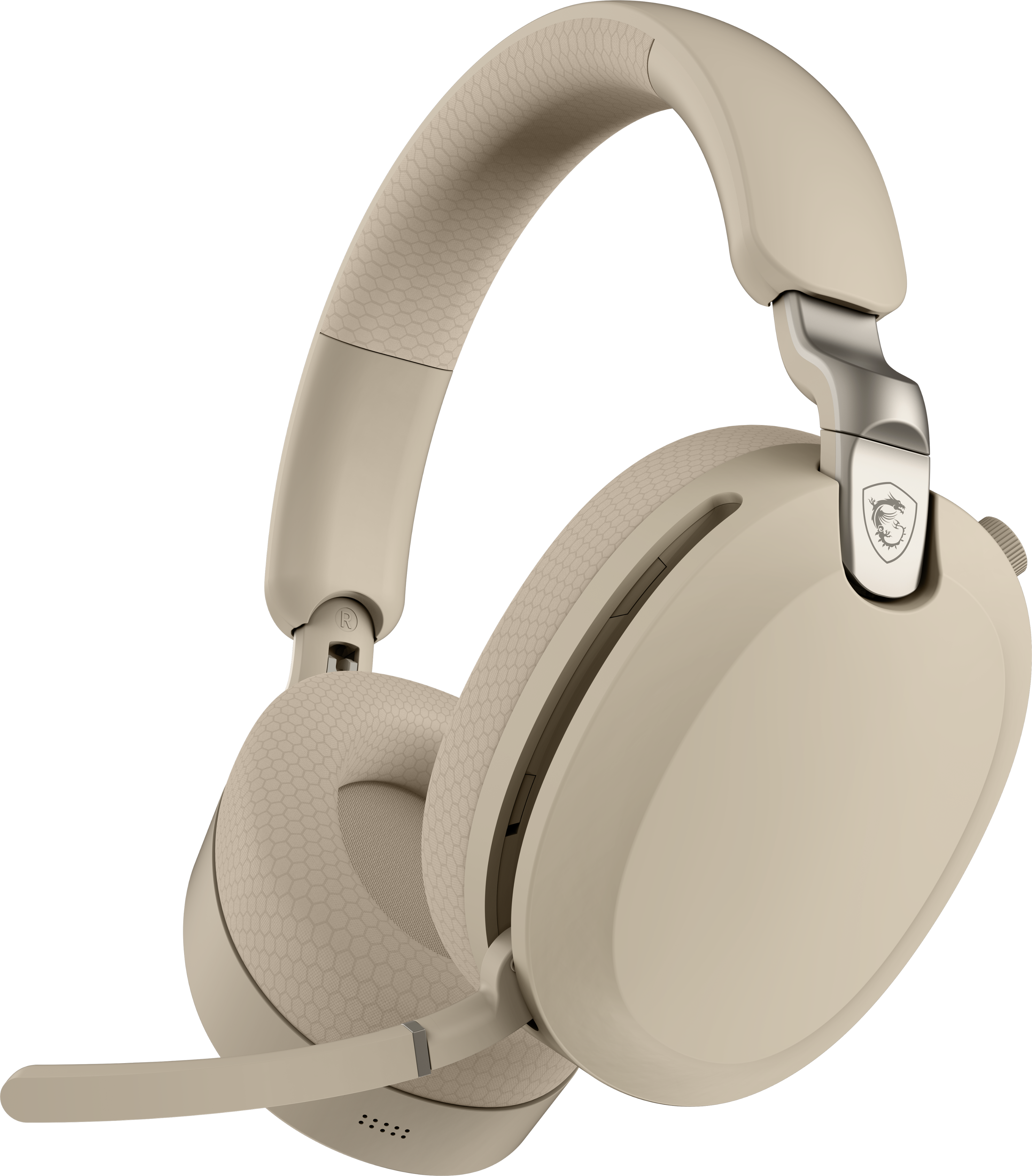 Left. MSI - MAESTRO 500 W IVORY Wireless Bluetooth Over-the-Ear Headphones with 3.5mm Wired Option - IVORY.
