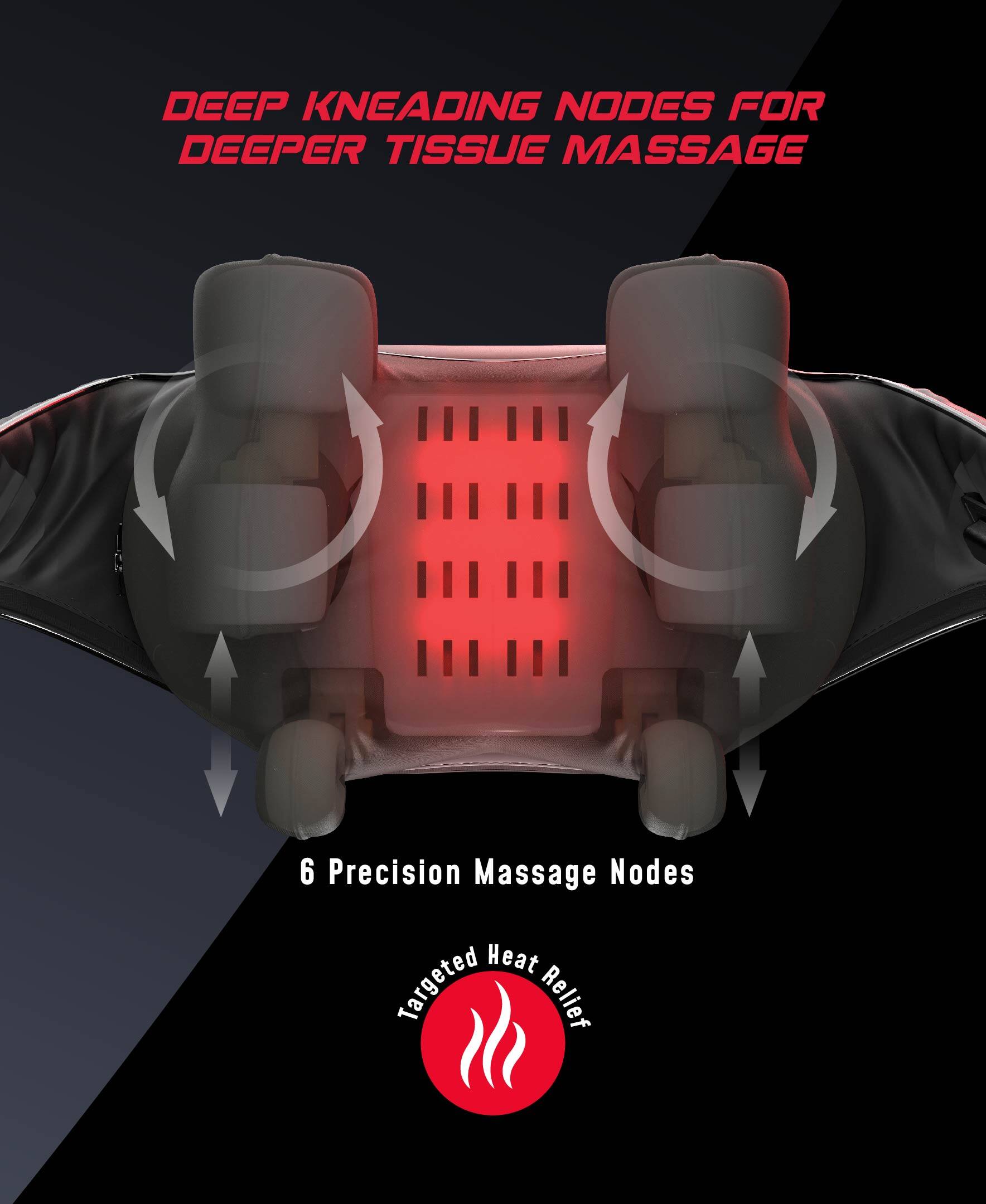 DEEP KNEADING NODES FOR DEEPER TISSUE MASSAGE

6 Precision Massage Nodes

Targeted Heat Relief