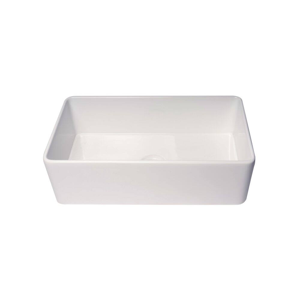Alt View 1. Alfi - 33" White Thin Wall Single Bowl Smooth Apron Fireclay Kitchen Farm Sink - White.
