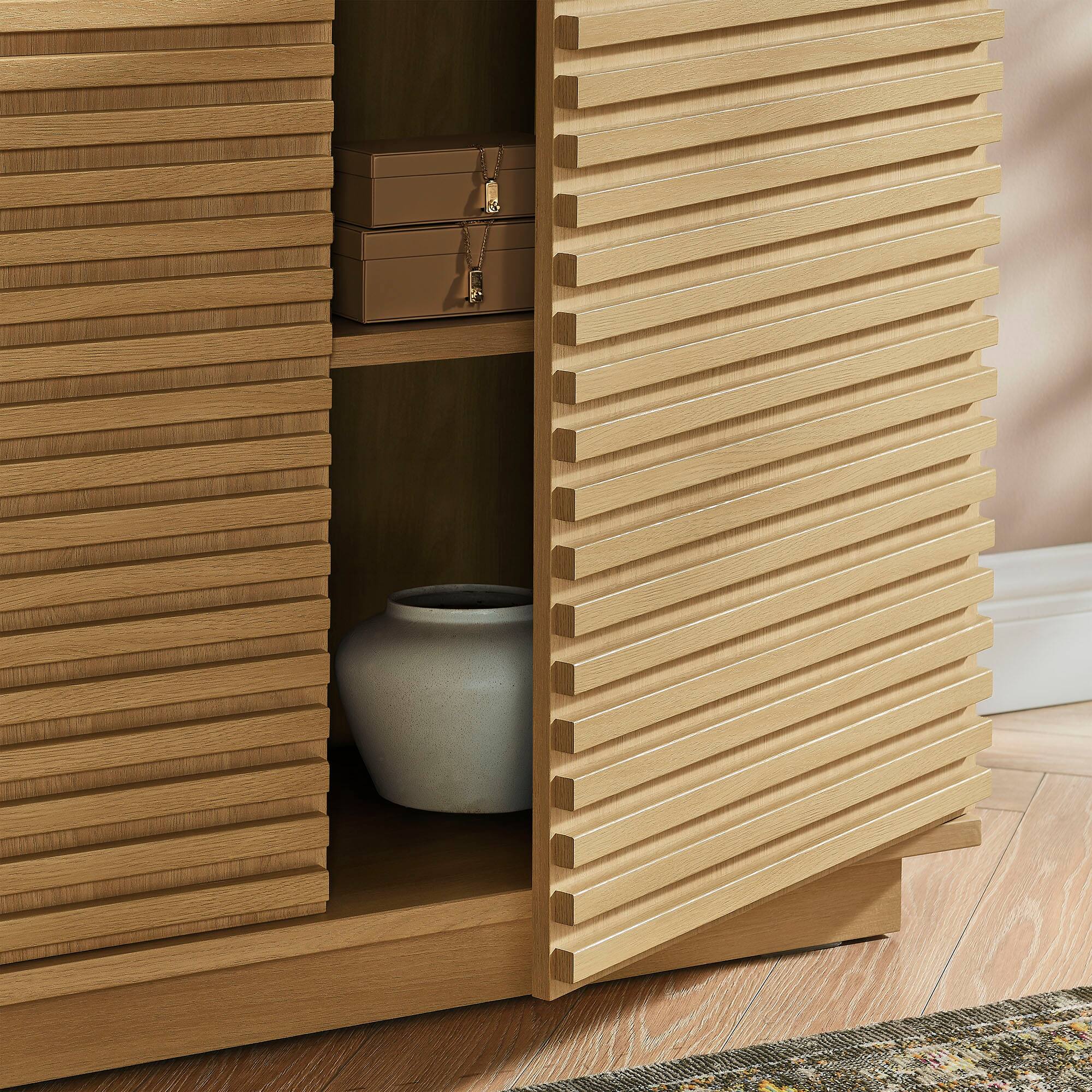 Alt View 1. Modway - Render 2-Door Fluted Accent Cabinet by Modway - Oak.