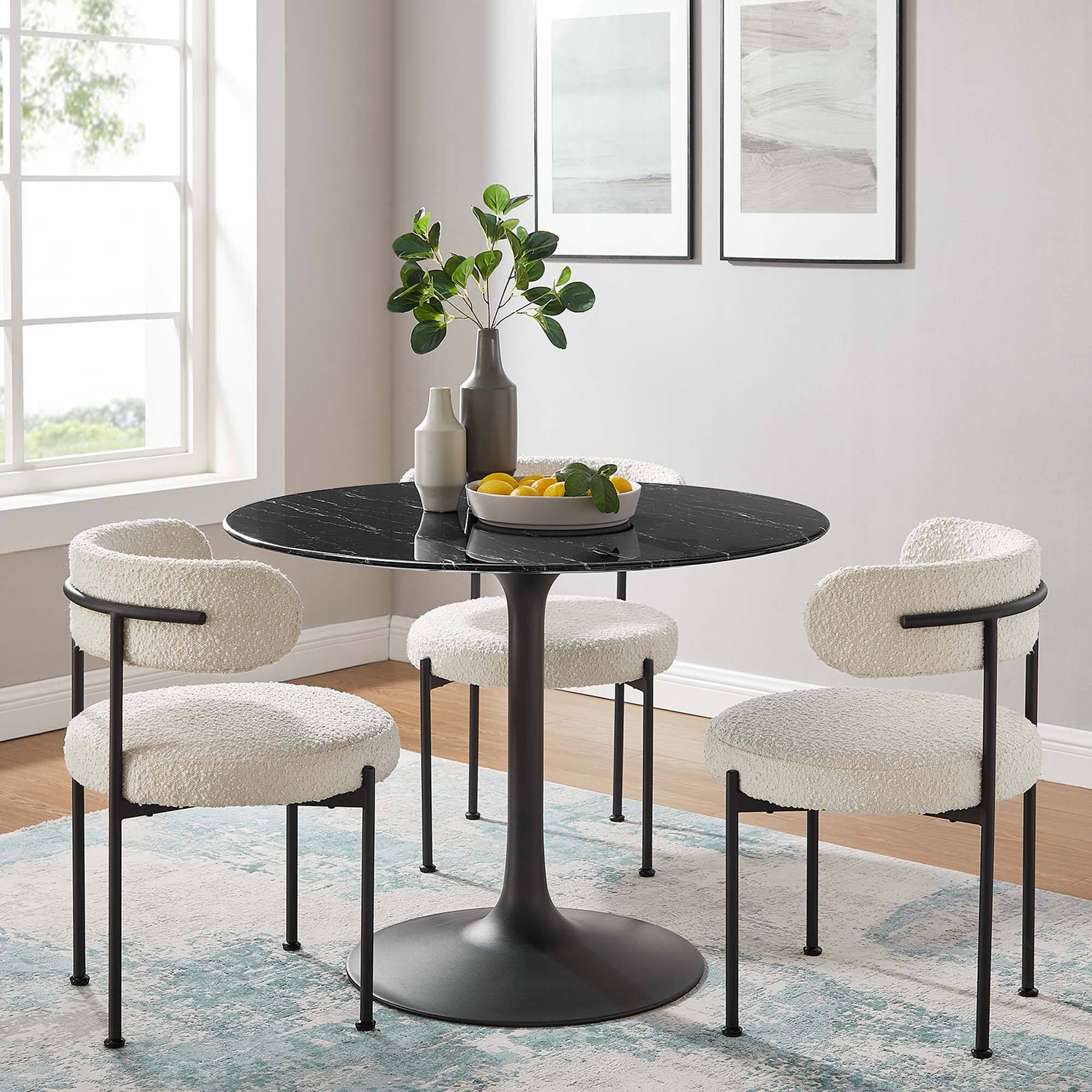 Alt View 2. Modway - Lippa 40" Round Faux Marble Dining Table by Modway - Black Black.
