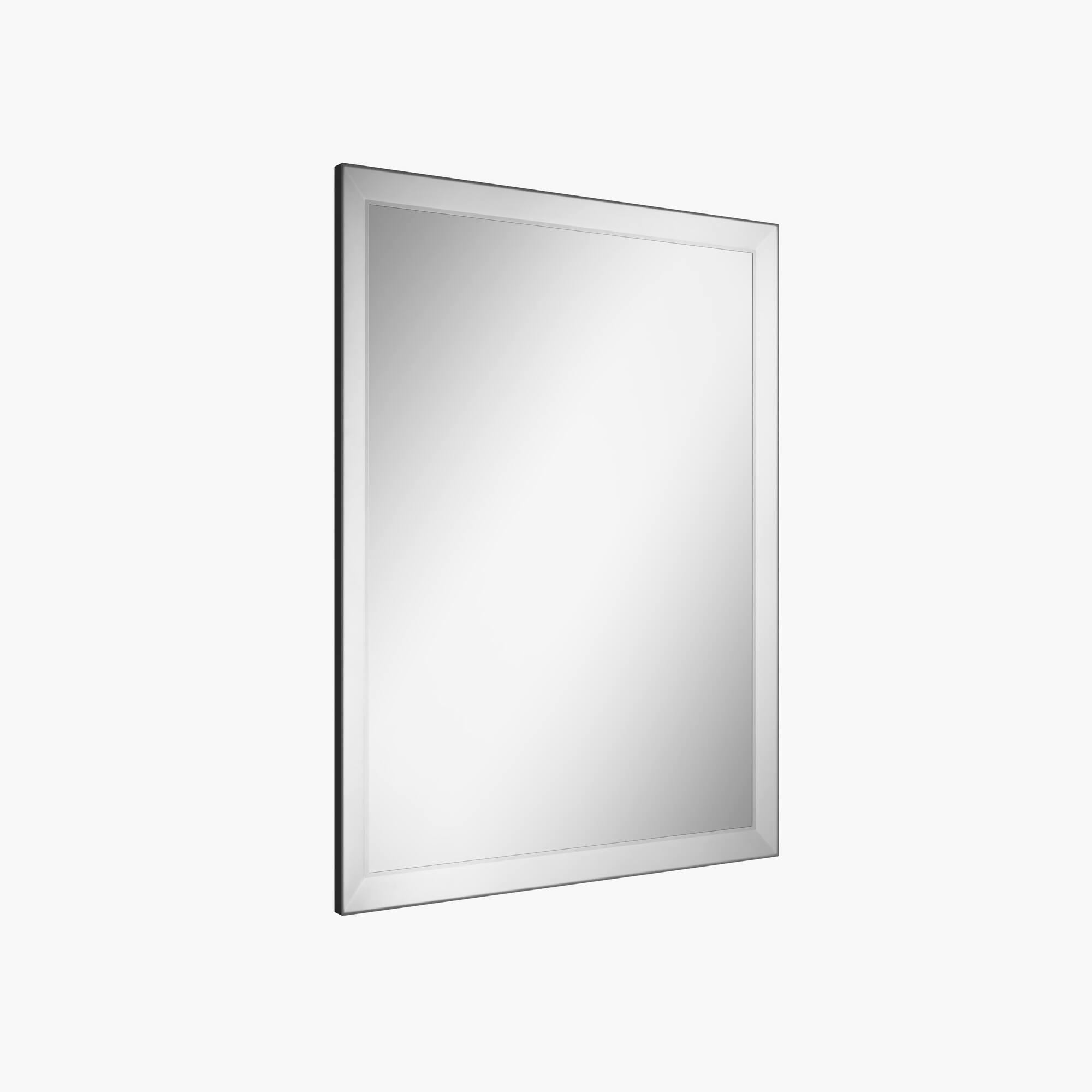 Alt View 2. Boyel Living - 32 in W x 24 in L Silver Rectangular Slanted Edge Aluminum Framed Wall Bathroom Vanity Mirror.