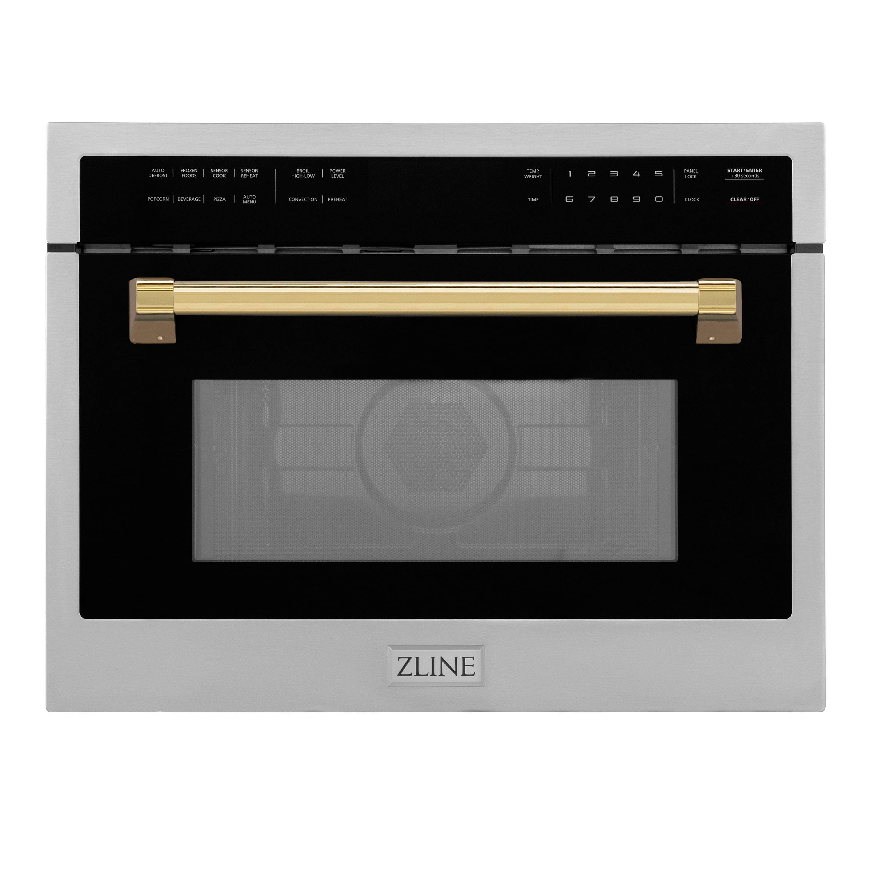 ZLINE - Autograph Edition 24" 1.6 cu ft. Built-in Convection Microwave Oven and Polished Gold Accents - Stainless Steel - Front_Zoom