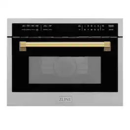 ZLINE - Autograph Edition 24" 1.6 cu ft. Built-in Convection Microwave Oven and Polished Gold Accents - Stainless Steel