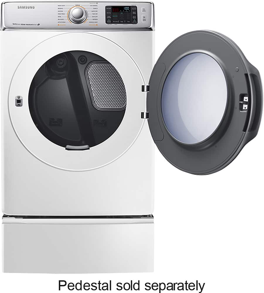 Alt View 6. Samsung - 9.5 Cu. Ft. 15-Cycle Electric Dryer with Steam - White.