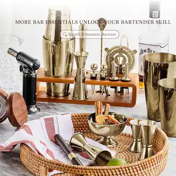 KITESSENSU - Cocktail Shaker Set Bartender Kit with Stand | Bar Set Drink Mixer Set with All Essential Bar Accessory Tools