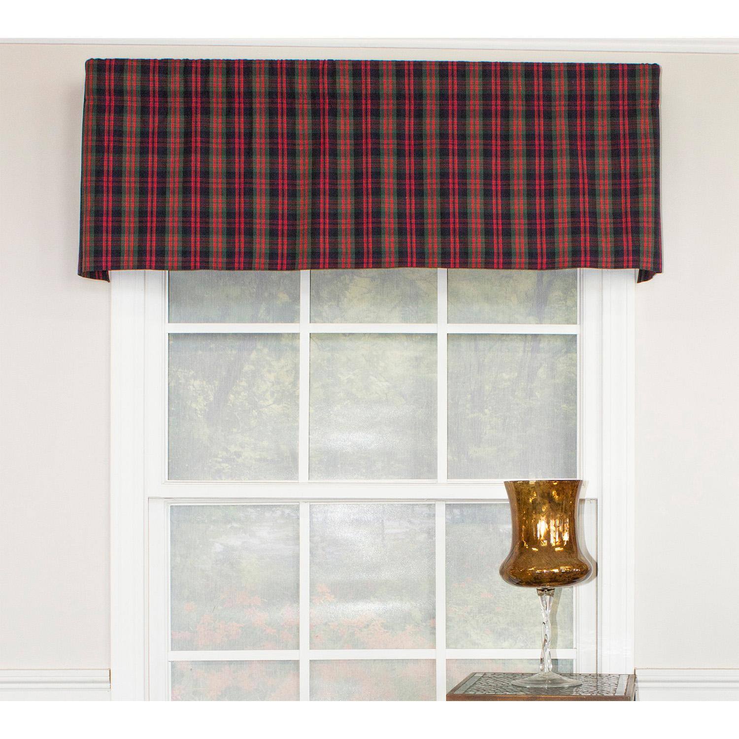 Angle. RLF Home - RLF Home Timeless Plaid Tailored 100% Cotton with Fully Lined 3" Rod Pocket Valnance for Windows 50" x 14" Multi - Multi.