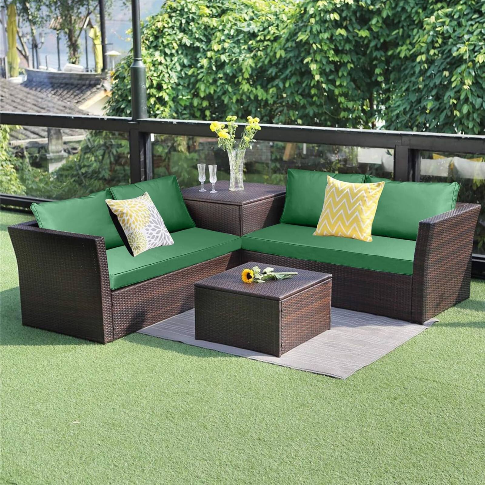 Alt View 7. Chateau Abodes - 48"x24" Outdoor Loveseat Cushion Set, Waterproof with Removable Cover, Straps & Zipper for Patio Chair, Sofa & Couch - Dark Green.