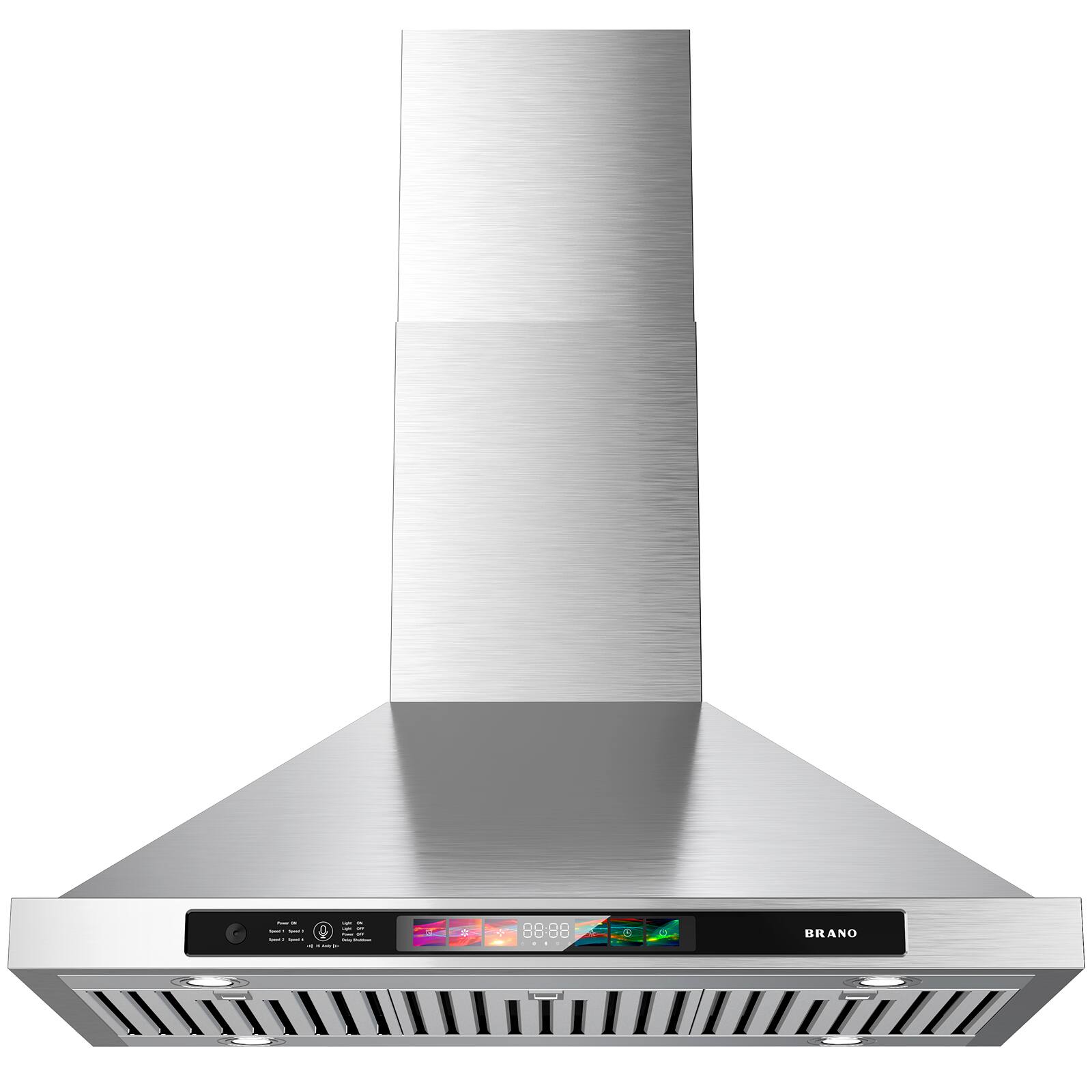 Alt View 6. Brano - 30 inch Wall Mount Range Hood 900 CFM with Voice/Gesture/Touch Control, Stainless Steel Kitchen Hood Vent - silver.