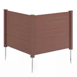 Costway - 2 Pack 48" x 38" Air Conditioner Fence Screen Panel Kit with 3 Ground Stakes - Brown